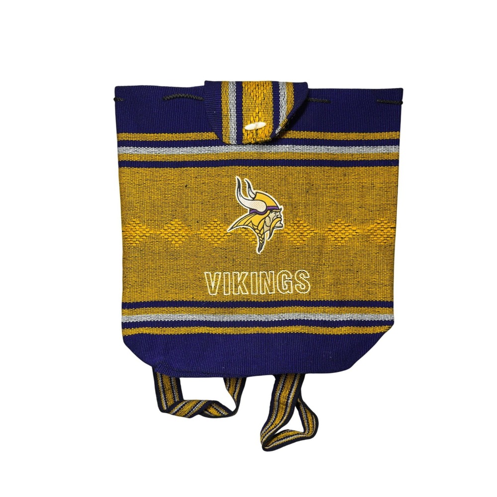 Minnesota Vikings Woven Backpack Purple Gold NFL Fan Gear Embroidered Logo Bag
